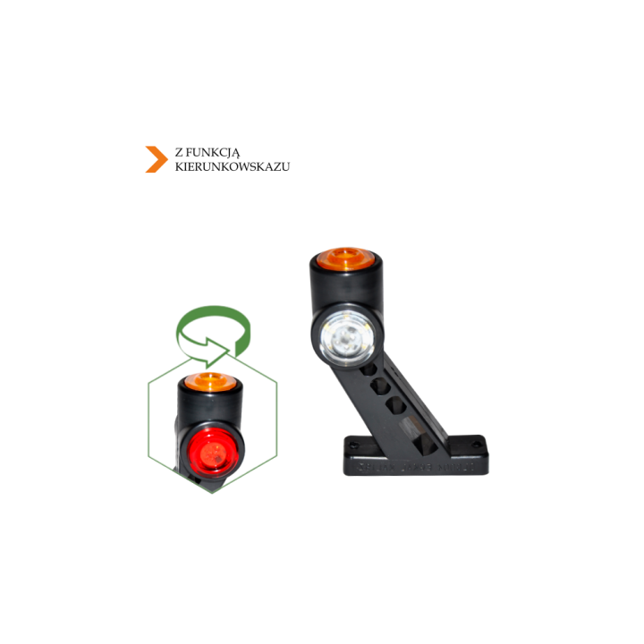 LAMPA 18 LED OBRYSOVÉ/SMĚR BÍLO-ČERVENO-ŽLUTÁ