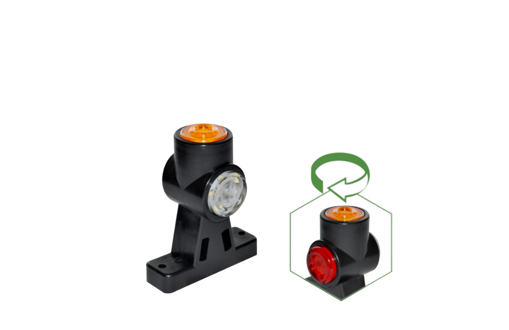 Lampa 18 LED obrysowa biało-czerwono-żółta EGKAL z gumowym korpusem